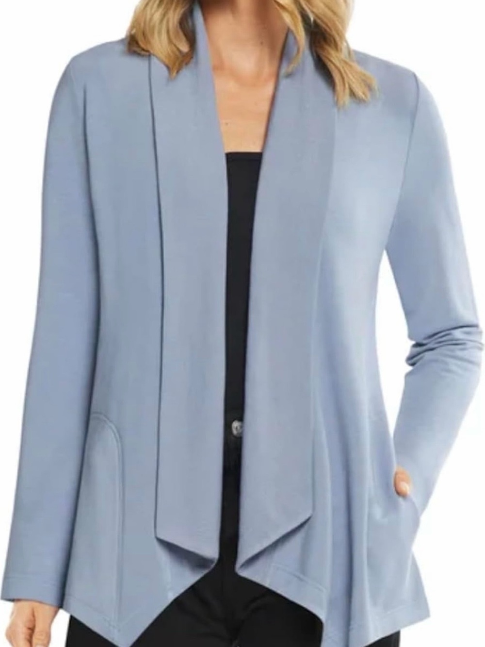 Max and Mia Light Blue Drape Front Women's cardigan